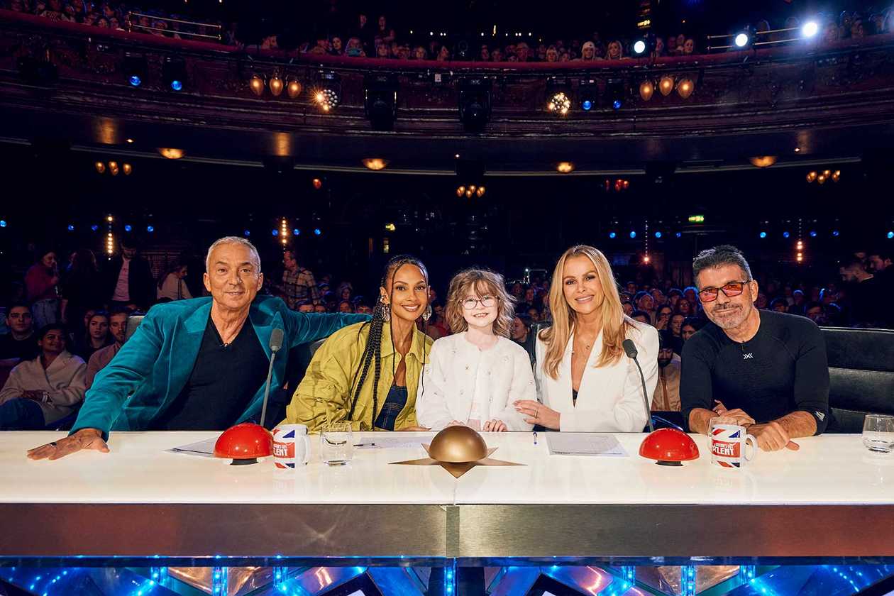 Dulcie with the Briatin's Got Talent judges, Simon Cowell, Amanda Holden, Alesha Dixon and Bruni Tonioli.