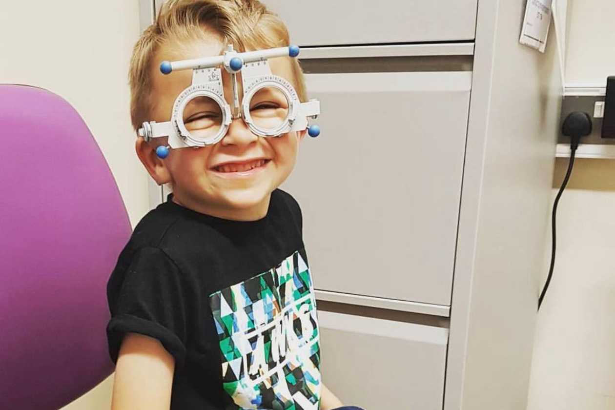 Jack smiling as he gets his eyes tested.