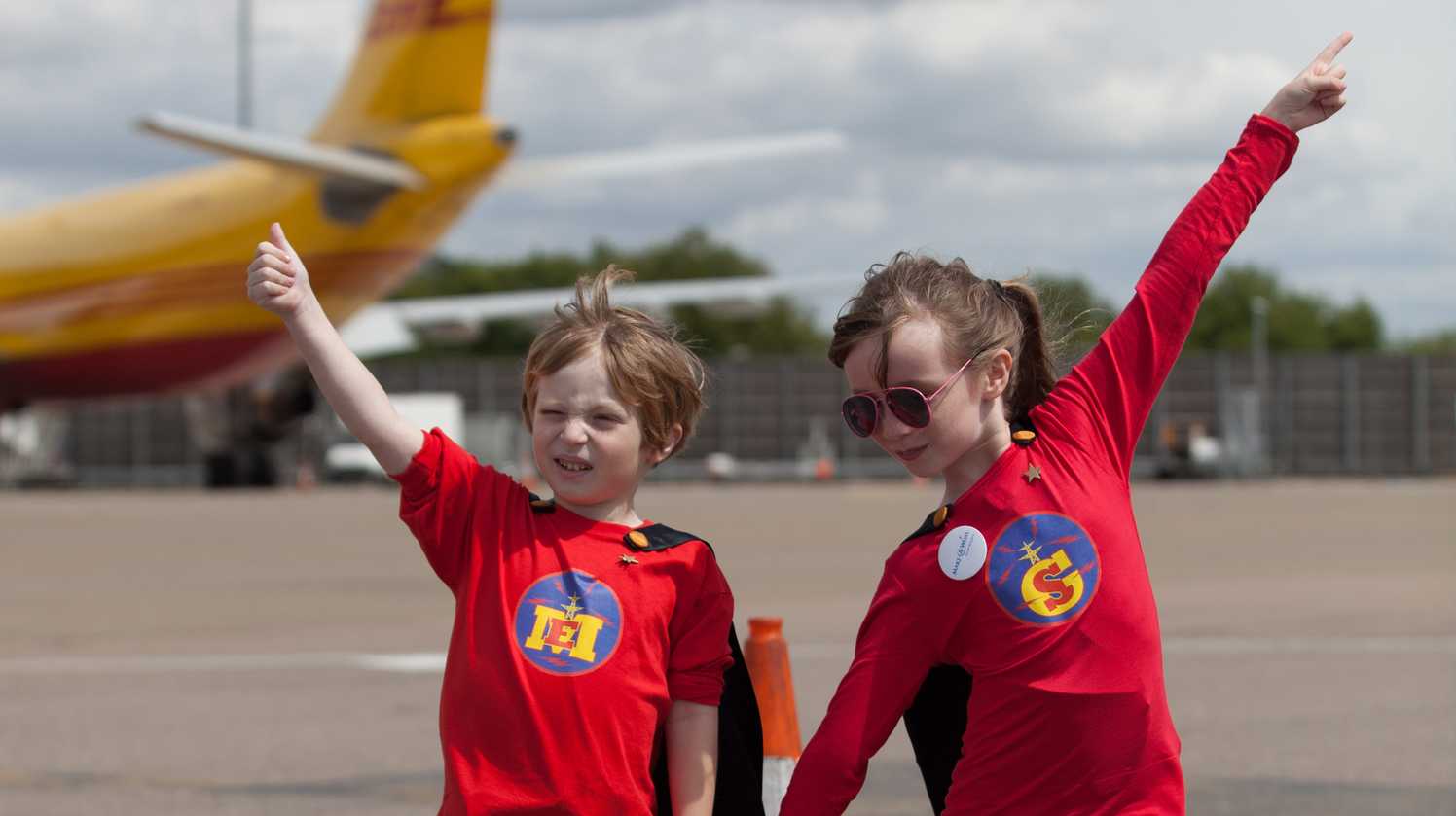 Felix and his sister at the aiport